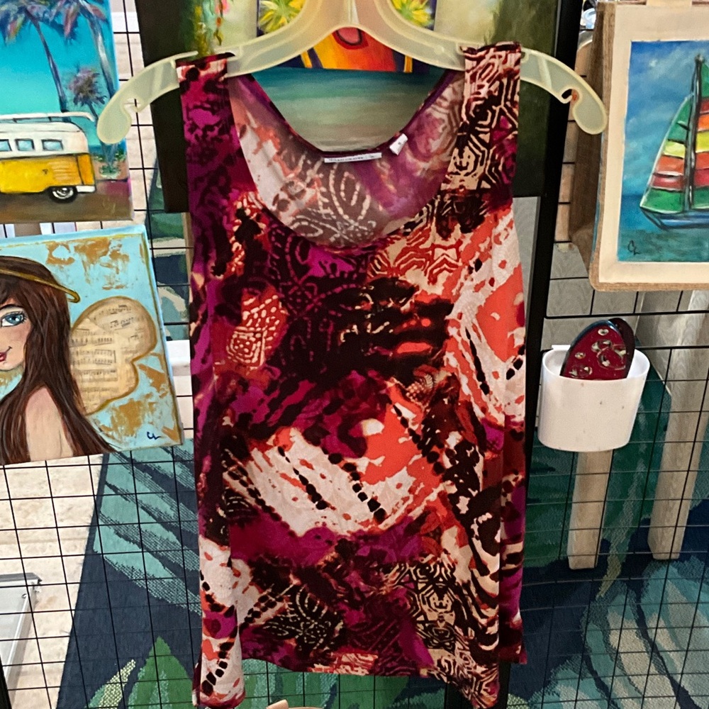Susan Graver Multicolor Abstract Tank Top